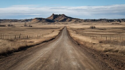 Fototapeta premium Pine Ridge Reservation: Entering the Navajo Land in Badlands, Shannon Butte, South Dakota, USA