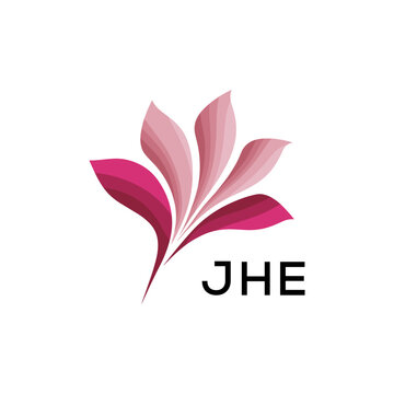 Modern Pink Leaf Logo Vector, JHE Later Logo, Gradient Petal Logo Concept, Creative Minimal Nature Logo, 
