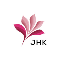 Modern Pink Leaf Logo Vector, JHK Later Logo, Gradient Petal Logo Concept, Creative Minimal Nature Logo, 
