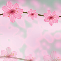 Beautiful Pink Floral Vector Background Illustration for Summer Spring Card Design Pattern Decoration