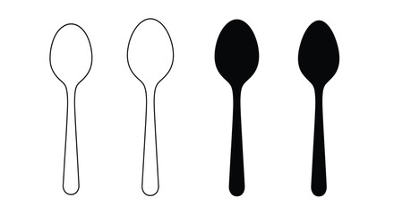 Four spoons depicted with varying levels of fill and outline styles
