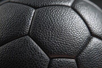 Close-up view showcasing a detailed, textured black ball with distinct polygonal panels