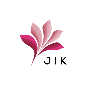 Modern Pink Leaf Logo Vector, JIK Later Logo, Gradient Petal Logo Concept, Creative Minimal Nature Logo, 
