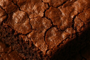 Brownie Macro Close Up &ndash; Rich Chocolate Surface with Detailed Texture, Dessert and Bakery Concept
