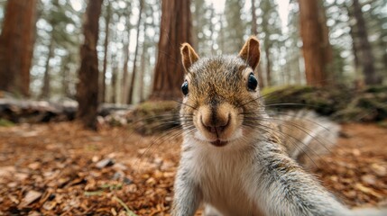 Fototapeta premium Squirrel portrait in forest