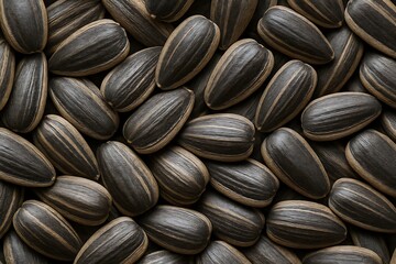 Obraz premium Sunflower Seeds Macro Close-Up – Detailed Surface with Natural Beige Tones, Seeds, Healthy Snacks, and Culinary Ingredient Concept