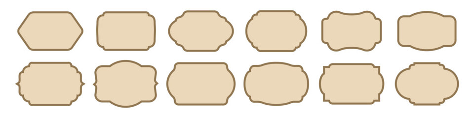 Set of vintage label and badges shape. Different labels isolated on white. Vintage frames collection. Label and badges shape collections. Decorative frame. Vector