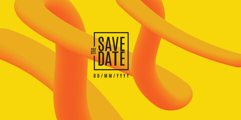 Save the date banner Swirl Elements with Gradients. Carnival 3D Pattern. Can be used for business, marketing and advertising. logo graphic design of event summit for Technology and upcoming events.
