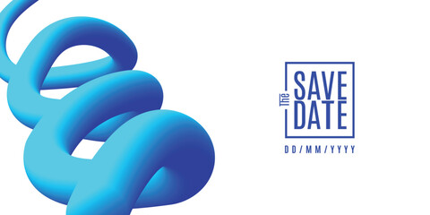 Save the date banner Swirl Elements with Gradients. Carnival 3D Pattern. Can be used for business, marketing and advertising. logo graphic design of event summit for Technology and upcoming events.