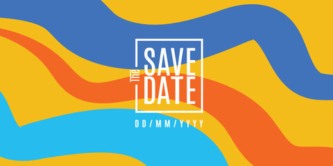 Save the date banner Swirl Elements with Gradients. Carnival 3D Pattern. Can be used for business, marketing and advertising. logo graphic design of event summit for Technology and upcoming events.
