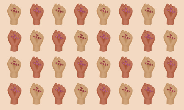 Illustration of Diverse Raised Fists Promoting Equality