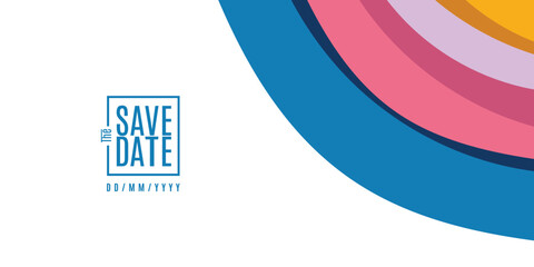 Save the date banner Swirl Elements with Gradients. Carnival 3D Pattern. Can be used for business, marketing and advertising. logo graphic design of event summit for Technology and upcoming events.