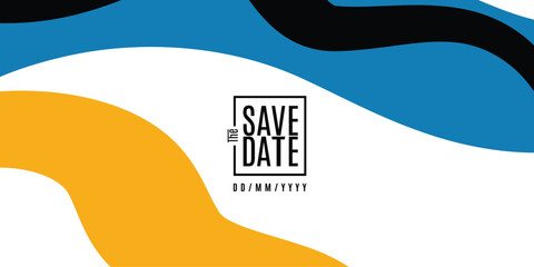 Save the date banner Swirl Elements with Gradients. Carnival 3D Pattern. Can be used for business, marketing and advertising. logo graphic design of event summit for Technology and upcoming events.