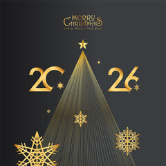 Happy New Year 2026 text design. Business diary cover for 2026 with wishes. Brochure, card, banner design template. Vector illustration. Isolated on white background