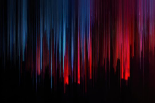 Abstract visual with vertical lines in shades of red, blue and black. Vertical digital art