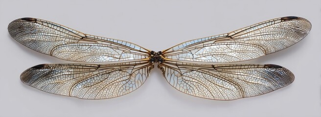 Fototapeta premium Macro studio shot of a spread insect's wings, showcasing detailed veining against a neutral backdrop