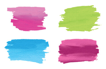 Colorful abstract watercolor paint splashes and brush strokes create an artistic, grungy texture and vector design element set on a blank paper background