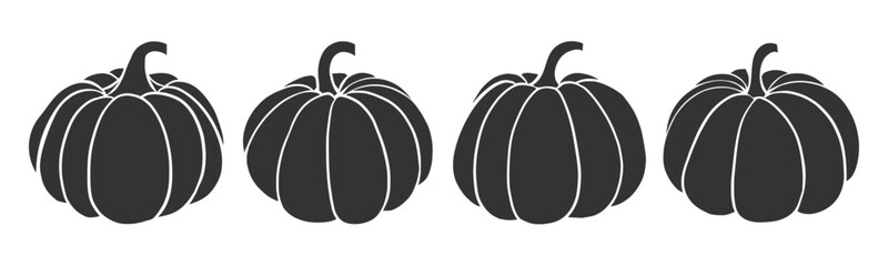 Pumpkin silhouette. Pumpkins in various shapes. Pumpkin simple flat icons vector. pumpkin illustration, silhouette vector illustration isolated on Transparent Background 