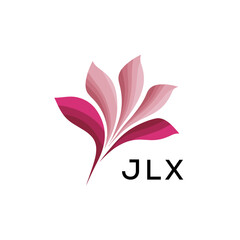 Modern Pink Leaf Logo Vector, JLX Later Logo, Gradient 