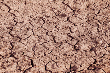 Cracked dry earth surface caused by drought and heat
