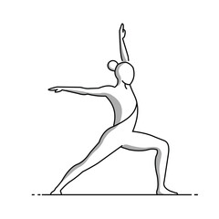 Creative design vector art of woman performing the warrior ii yoga pose