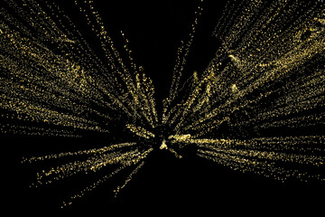 Golden particles light streak abstract burst dark background glitter motion blur sparkle festive bokeh energy