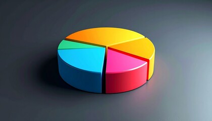Obraz premium Vibrant 3D Pie Chart Illustrating Data Distribution and Business Analysis with Colorful Segments for Effective Visual Representation and Strategic Decision Making