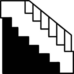 Fototapeta premium Minimalist Staircase Vector Illustration A Clean Icon for Architecture, Design Projects, and Home Decor with Shadow and Handrail
