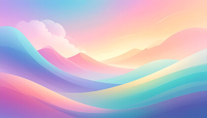 Serene abstract landscape with flowing pastel colored hills.