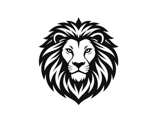 Obraz premium Simple Bold Black Lion Head Silhouette Graphic Animal Icon