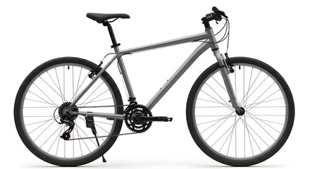Obraz premium Gray Mountain Bicycle with Black Seat and Handlebars on a White Background