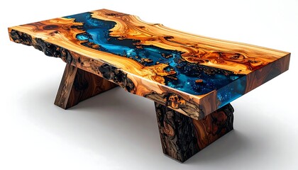 Resin-infused wooden coffee table