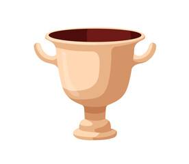 Ceramic pot. Large ancient vessel with handles. Earthenware, traditional crockery, big chalice cup, goblet. Clay earthen crock, vase. Flat cartoon vector illustration isolated on white background.