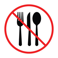 No Food or Drink Allowed Icon Set, Flat Vector Prohibited Symbols for Public Places.