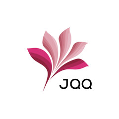 Obraz premium Modern Pink Leaf Logo Vector, JQQ Later Logo, Gradient Petal Logo Concept, Elegant Floral Abstract Logo Design, 