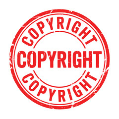 Red copyright stamp symbol of protection and ownership