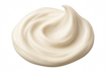 Swirling dollop of creamy white sauce or condiment, adding rich flavor to food dishes on transparent background