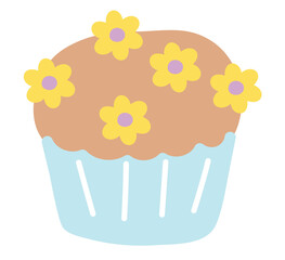 Chocolate cupcake with flowers for sweet dessert, bakery, pastry, birthday card, snack, food, cafe, restaurant, menu, recipe, baking book, birthday cake, party, celebration, grocery shopping, market