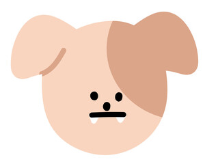 Illustration of puppy teeth out expression for cartoon characters, comic, pet shop, vet, emoji, mood, emotion, emotion, feeling, adopt and rescue animal, sticker, icon, dog face shape, foster home