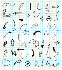 Hand drawn arrow set vector illustration