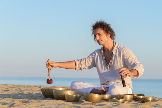 Meditation with Tibetan Singing Bowls by the Sea