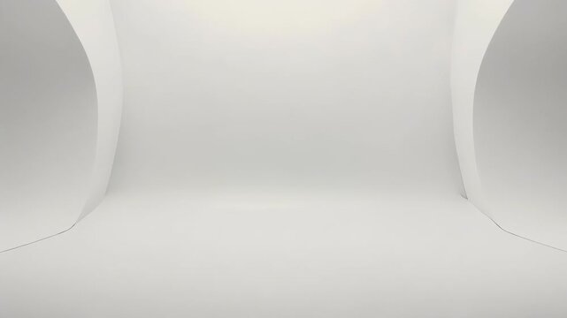 An empty, minimalist white studio cyclorama with smooth curved walls and floor, ideal for product display