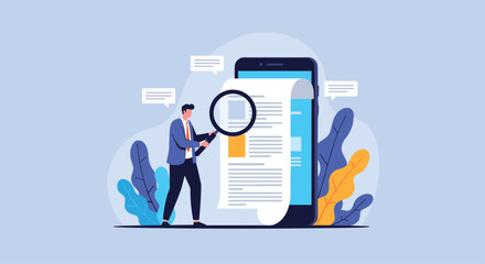 Discovering hidden insights within documents using a magnifying glass.