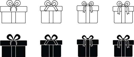 Gift Box Icon Set silhouette