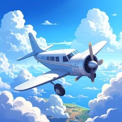 Retro airplane in sky