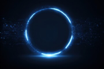 Fototapeta premium Glowing blue digital circle with circuit board patterns