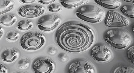 Obraz premium Captivating abstract metallic surface with swirling vortex and geometric shapes offers futuristic texture for design projects