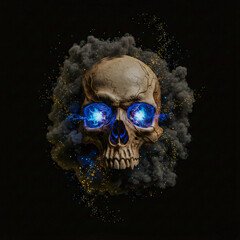 Mystical Glowing Skull with Smoke – Dark Fantasy 3D Render