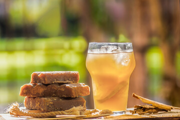 Fresh Homemade Aguapanela with Lemon  Traditional Colombian Drink