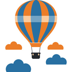Fototapeta premium Hot Air Balloon in the Sky with Clouds Illustration vector travel adventure flight transportation fly holiday